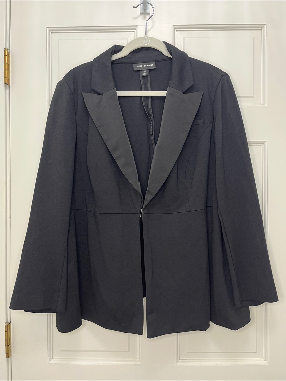Lane Bryant Size 18P Black Knit Blazer with Satin Lapel